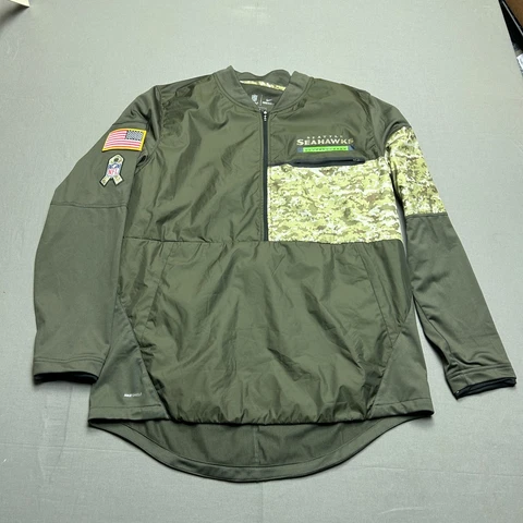 Seattle Seahawks Jacket Men XL Green Nike Salute To Service Lightweight Football Cover