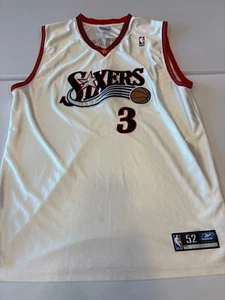 USED NBA Philadelphia 76ers Sixers Allen Iverson Basketball  jersey Reebok 52 - Picture 1 of 5