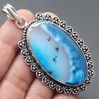 Dendritic Opal Gemstone Pendant Handcrafted Silver Plated Holiday Jewelry 2.8"