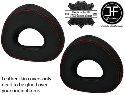 RED STITCH 2X HEADREST REAL LEATHER COVERS FOR SMART ROADSTER 452 2003-2005 - Image 1 of 2