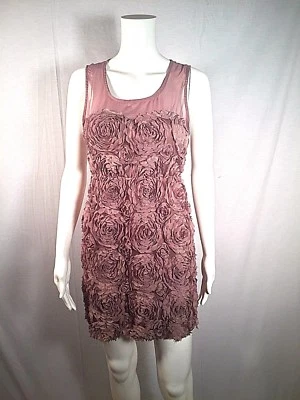 Ya NWT M Boutique Dress Mocha Brown Floral designs Sleeveless  - Image 1 of 4