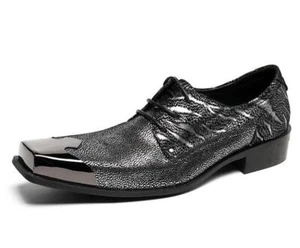 Men's Fashion Square Toe Lace Up Leather Shoes Formal Business Party Dress Shoes - Picture 1 of 8