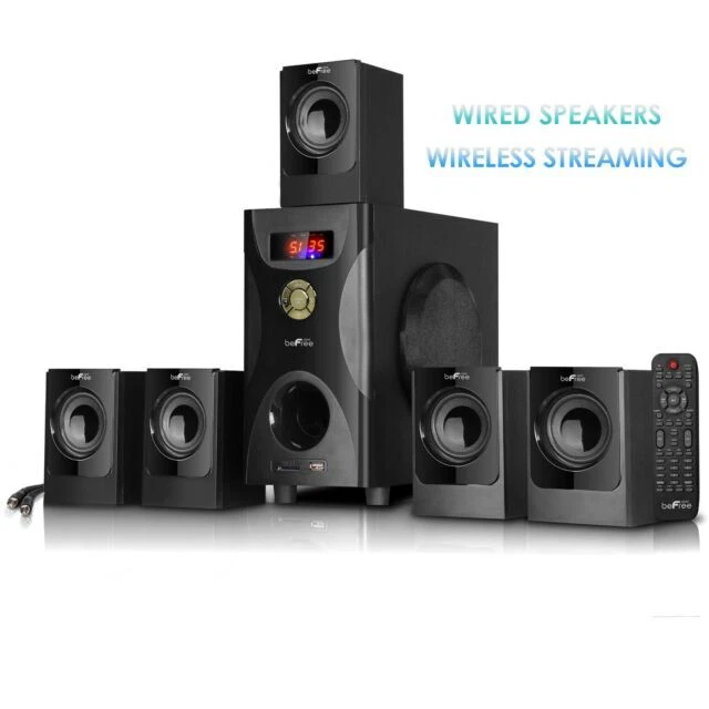 beFree Sound 5.1 Channel Surround Sound Bluetooth Speaker System - Black
