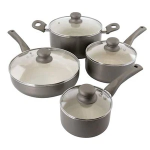 Oster Newcrest 8 pc Ceramic Nonstick Aluminum Cookware Set w Soft Grip Handles - Picture 1 of 1
