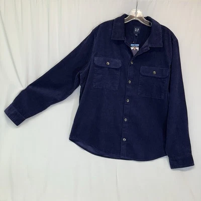 Gap Men’s L Corduroy Button Down Shirt NWT Eclipse Blue 100% Cotton Med-Weight - Image 1 of 4