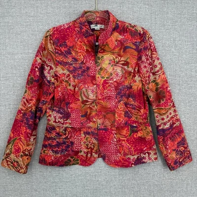 Coldwater Creek Floral Button Up Jacket Cotton Blend Sz M Cottage Boho Artsy - Image 1 of 4