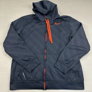 Nike Hoodie Men Extra Large Blue Full Zip Swoosh Therma Fit Fleece Lining XL - Picture 1 of 9