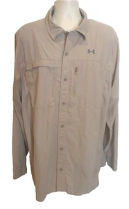 Under Armour Men's 2X Fish Stalker Long Sleeve Shirt in Taupe or Khaki - Picture 1 of 9