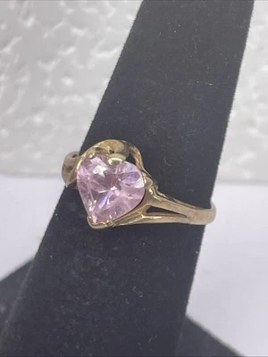 Oro Amarillo 14KT Vintage 2,6 gr. Anillo de amatista en forma de corazón, talla 6 para mujer Jewe’s Foto 1 de 4