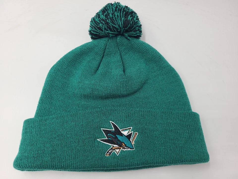 San Jose Sharks Zephyr Graf-X Pom Beanie Winter Knit Hat Stocking Cap NHL Teal - Image 1 of 4