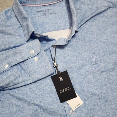 Camisa Psycho Bunny Para Hombre Nathan Cuello Extendido Azul Jaspeado (16/16.5-34/35) $128 Foto 1 de 4