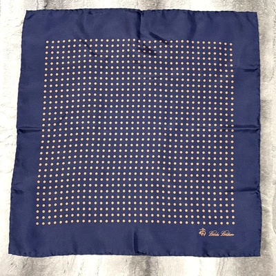 Pañuelo cuadrado de bolsillo azul y dorado a lunares de seda Brooks Brothers 16,5x17" Foto 1 de 3