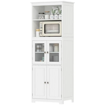 HOMCOM Mobile da Cucina con 2 Ripiani Aperti e 2 Armadietti in MDF Bianco - Image 1 of 4