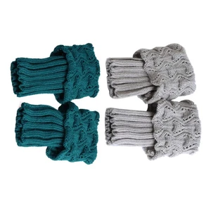 2 Paar gestrickte Stiefelstulpen Damen Stulpen Erwachsene Socken Stiefel Fußkettchen - Bild 1 von 12