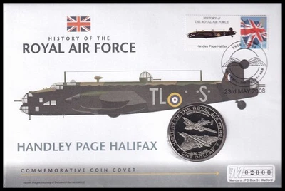 2008 History of the Royal Air Force Handley Page Halifax Coin Cover - Image 1 of 3