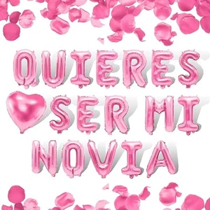 QUIERES SER MI NOVIA - Quieres Ser Mi Novia Luftballons, 16" Buchstabe rosa - Bild 1 von 7