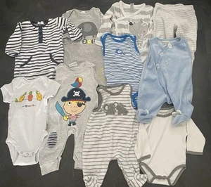 10x Jungen Baby Kleiderpaket 56/62/68 Bodys Strampler Kurz Lang mit & ohne Ärmel - Bild 1 von 4