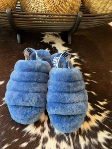 UGG FLUFF YEAH SLIDE SANDALO DONNA BLU US 8 - Foto 1 di 5