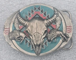1992 Siskiyou Buffalo Skull Western Belt Buckle Native Eagle USA M-8 - Picture 1 of 5
