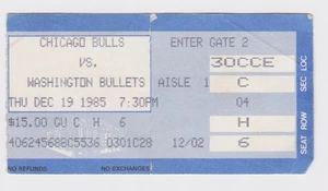 December 19 1985 Bullets at Bulls ticket stub Gervin Jeff Malone Woolridge - Picture 1 of 2