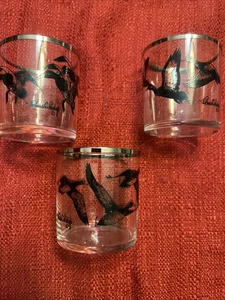 Vintage 3er Set Richard Bishop Whisky Gläser Wildtiere Wild Enten Mid Century - Bild 1 von 12
