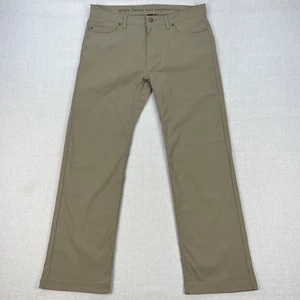 Prana Brion Pants Mens 36 *Fits 38x32 Slim Fit Tan Five-Pocket Stretch Zion Hike - Picture 1 of 16