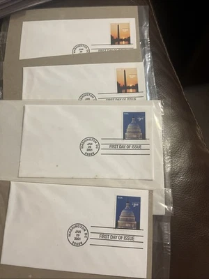4 Envelopes + Stamps: 2 US Capital 2WASHINGTON Monument FDC. 1st Day of Issue - Image 1 of 3