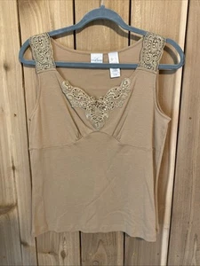 Emma James Dark Dark Lace & Beaded Sleeveless Top Size L NWOT - Picture 1 of 3