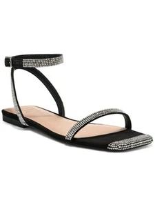 INC Womens Black Adjustable Rhinestone Persida Square Toe Slip On Sandals 7.5 M - Picture 1 of 8