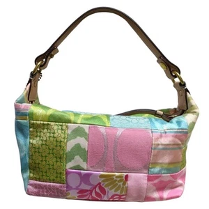 Coach 8320 Women's Accessory Pouch Patchwork Multi-color Beige Handbag Rare - Picture 1 of 12