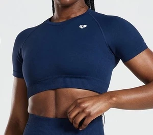 Women’s Best Power Seamless Large Short Sleeve Crop Top Sapphire Blue NWT - Picture 1 of 3