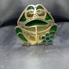 Vtg Frog Cast Iron & Stained Glass Napkin Holder 
