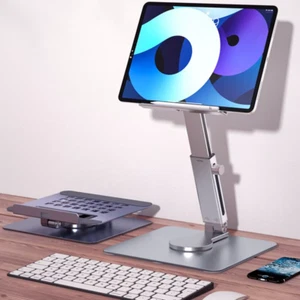 Aluminum Tablet Stand 360° Foldable Desk Mount Holder for iPad iPhone Samsung - Picture 1 of 10