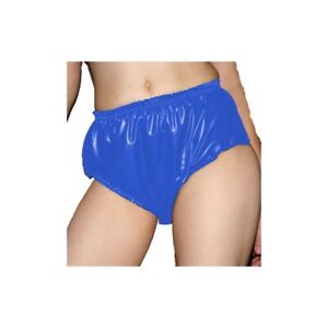 Latex Pure Natural Rubber Navy Blue High Waist Triangle Shorts Loose Panties
