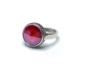 Versilberter Ring mit Swarovski Rivoli, Größe 7, royalrot - Bild 1 von 3