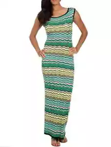 Arden B buntes Maxikleid mit Zick-Zack-Streifen * schwarz grün blau gelb * Small - Bild 1 von 5