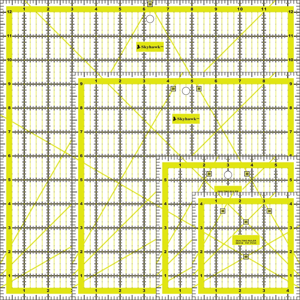 Square Acrylic Quilting Quilter's Ruler Pack of 4 - (12.5", 9.5", 6", 4.5") - Image 1 of 4