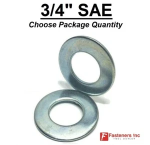 3/4" SAE Flat Washers Low Carbon Grade 2 Zinc Plated (Choose Pkg Qty) 1-1/2"OD - Picture 1 of 3