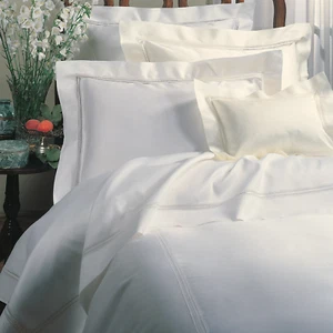 $648+tax SFERRA DIAMANTE SATEEN 2 KING SHAM MACRAME LACE RIBBON EMBROIDERY IVORY - Picture 1 of 6