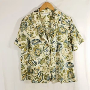 Alfred Dunner Paisley Floral Blouse Button Front Shirt Top Sz L (18) Multicolor - Picture 1 of 5
