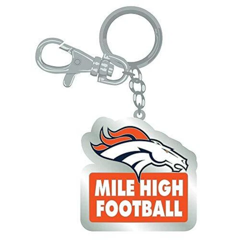 NFL Denver Broncos Mile High Football Tagline Zamac Metal Keychain Cover