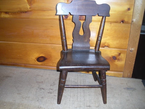 Vintage Wooden Child's Chair / Nice Solid Little Fiddleback Chair Cover