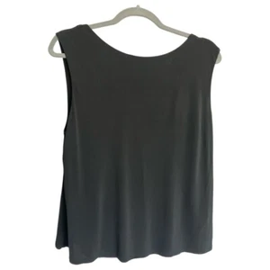 Blusa sin mangas de seda Eileen Fisher drapeada espalda cuello alto negra talla grande - Imagen 1 de 8