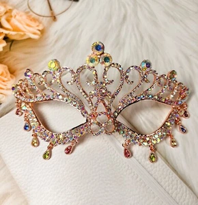Venetian Masquerade Mask, Elegant Rainbow Teardrop Mask, Mardi Gras Party Mask - Picture 1 of 4
