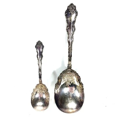 (2) Cazuela cucharas Holmes & Edwards XIV Lafayette 1908 plateadas de 9" y 6" Foto 1 de 4