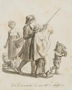 D. CHODOWIECKI (*1726), El mendigo, 1800, aguafuerte clasicismo figurativo - Imagen 1 de 4