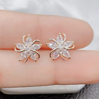 18K REAL ROSE GOLD FILLED FLOWER STUD EARRINGS MADE WITH SWAROVSKI CRYSTALS GP16