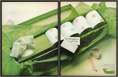1967 Lady Scott Tissues Mayflowers Bluebell Camellia Fern Antique Gold Print Ad - Image 1 of 4
