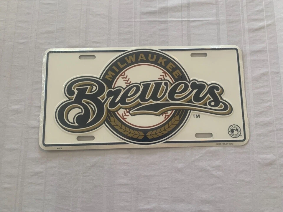 Milwaukee Brewers MLB Metal License Plate Hangtime Brand - Image 1 of 1