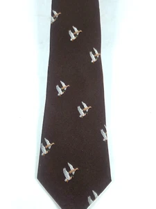 Cravatta da collo uomo Zoological Society Of San Diego marrone con anatre bianche 56"X3" - Foto 1 di 5